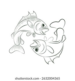 River Fish vector Line Drawing T-Shirt Design, Best fish in Bangaldesh