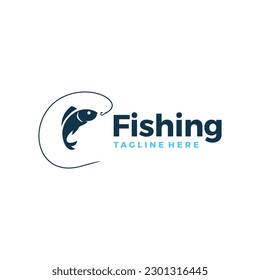 river fishing logo design vector illustration