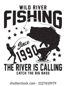 River fishing t-shirt design white background 