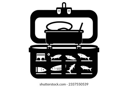 River Fising Tackle Vector icon, Fishing Tackle illustration, Trackle Silhouette
