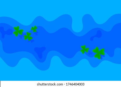 diseño llano de río con ilustraciones de plantas acuáticas, fondo simple