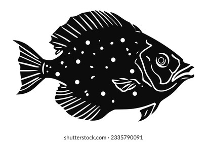 River Flounder Fish vector set, cute Flounder fish illustartion,
