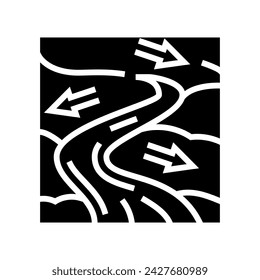 Fluss Fluss Fluss Wasserkraft Glyph Icon Vektor. Fluss Fluss Fluss Wasserkraft Stromzeichen. Isolierte Symbol Illustration