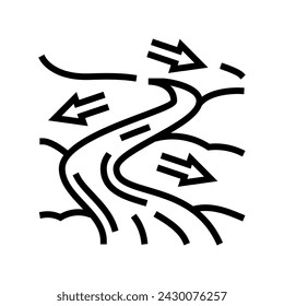 river flow hydroelectric power line icon vector. river flow hydroelectric power sign. isolated contour symbol black illustration