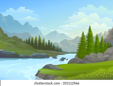 River landscape image Royalty Free Stock SVG Vector