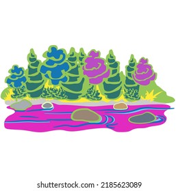 river flowing past trees and rocks