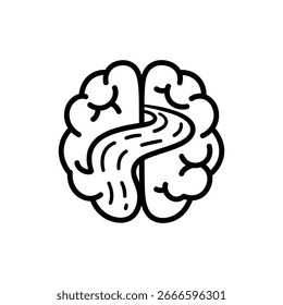 River flowing through brain symbolizing relaxation and mental flow