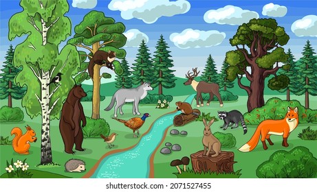 river forest animals vector image