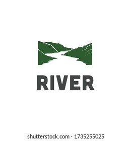 River green ridge logo, highland illustration, for company symbol and outdoor sign.