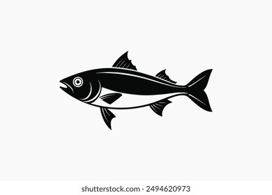 River Haddock fish. Fish Haddock Hand drawn vector illustration , River Haddock Fish silhouette