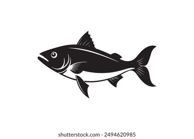 River Haddock fish. Fish Haddock Hand drawn vector illustration , River Haddock Fish silhouette