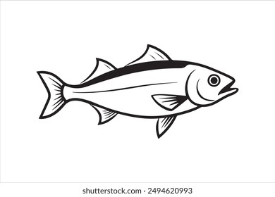 River Haddock fish. Fish Haddock Hand drawn vector illustration , River Haddock Fish silhouette