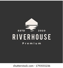 river house hipster vintage logo vector icon illustration