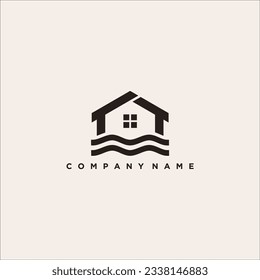 river house hipster vintage logo vector icon illustration