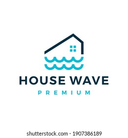 River House Home Water Wave Mortgage Logo Vector Icon Illustration