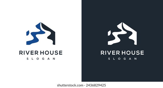 River house logo design .river house logo design illustration vector template	
