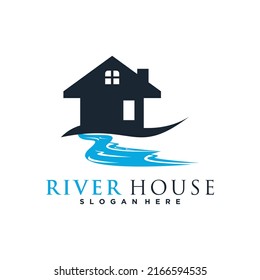 Plantilla de diseño del logo de River House con concepto creativo