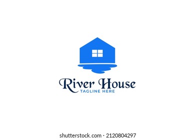 River house logo design vector. property, real estate, and buildings logo.