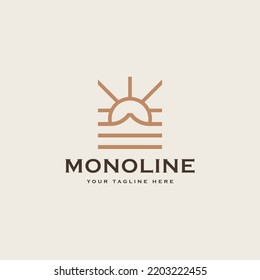 Plantilla de logotipo de River House Monoline. Ilustración vectorial