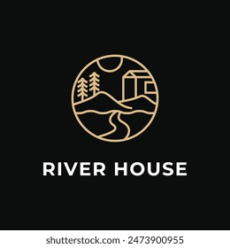 idea de concepto de diseño de logotipo de montaña river house