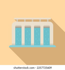 River hydro energy icon flat vector. Power plant. Station turbine