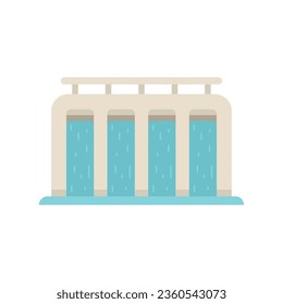River hydro energy icon flat vector. Power plant. Station turbine isolated
