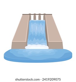 River hydro power icon cartoon vector. Factory city generator. Electric wall
