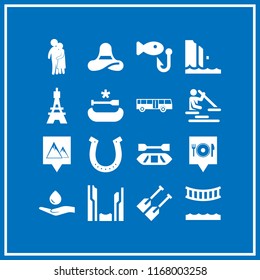river icon. 16 river vector set. oars, fishing, location mountains and eiffel tower icons for web and design about river theme