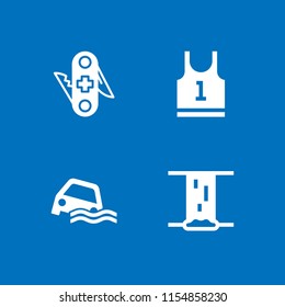 river icon. 4 river set with switzerland, waterfall, flood and jersey vector icons for web and mobile app