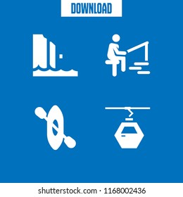 river icon. 4 river vector set. canoe, gondola icon, coast and fishing icons for web and design about river theme