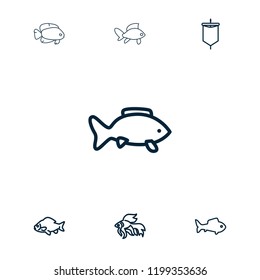 River icon. collection of 7 river outline icons such as fish. editable river icons for web and mobile.