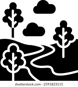 River Icon Glyph Vector Illustration