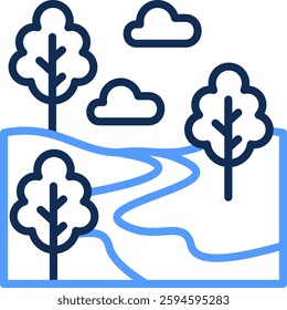 River Icon Line Color Vector Illustration
