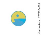 River icon logo flat design template vector