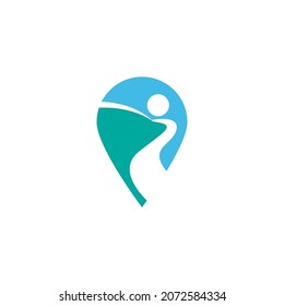 River icon logo flat design template vector