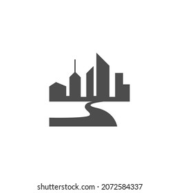 River icon logo flat design template vector
