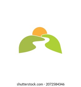 Símbolo de diseño plano del logotipo del icono del río vector