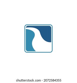 Símbolo de diseño plano del logotipo del icono del río vector