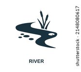River icon. Monochrome simple River icon for templates, web design and infographics