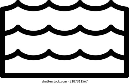 River Icon With Outline Style, Camping Sign And Symbol Isolated On White Background