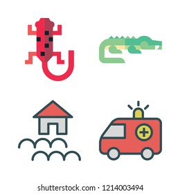 river icon set. vector set about boat icon, salamander, crocodile and flood icons set.