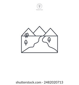 Ilustración vectorial del símbolo del icono del río aislado sobre fondo blanco
