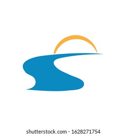 River icon Vector Illustration design Logo template