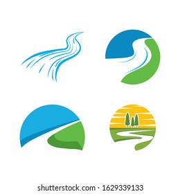 River icon Vector Illustration design Logo template