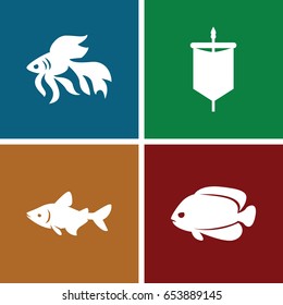 River icons set. set of 4 river filled icons such as fish