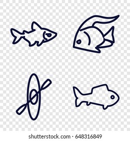River icons set. set of 4 river outline icons such as fish