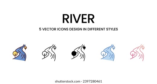 Los iconos del río establecen la ilustración vectorial. material vectorial,