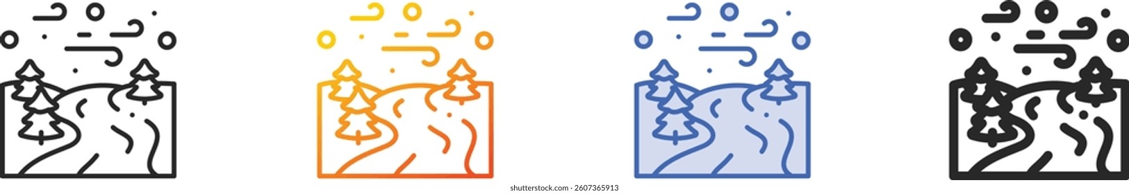river icon.Thin Linear, Gradient, Blue Stroke and bold Style Design Isolated On White Background