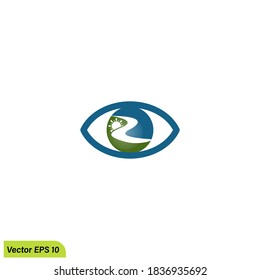 river inside eye icon illustration symbol simple design element logo template
