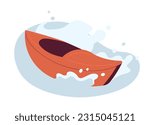 River kayak semi flat colour vector object. Water sports. Canoeing outdoors. Rafting activity. Editable cartoon clip art icon on white background. Simple spot illustration for web graphic design